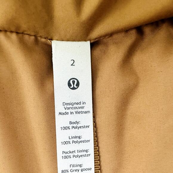 Lululemon Wunder Puff Crop Vest Bold Beige Tan Size 2 Oversized Goose Down - Picture 4 of 12